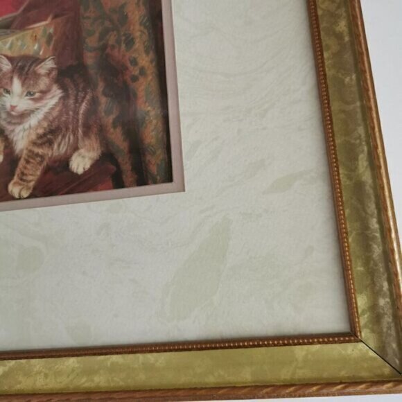 Vintage Fancy Kittens Framed Print 15.5" x 17.5" Victorian Cats Wall Art - Picture 4 of 7